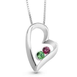    Personalized Sterling Birthstone Heart Necklace Gift Jewelry
