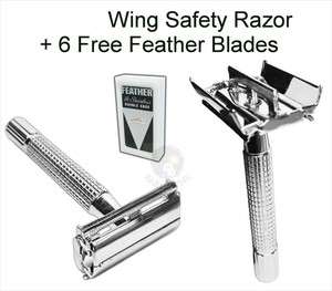 Feather Wing Double Edge Safety Razor & 6 Free Blades  