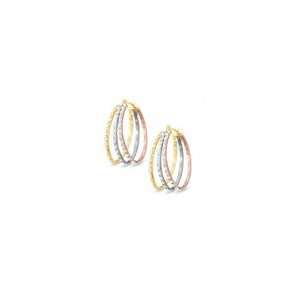 ZALES Diamond Fascination™ Triple Hoop Earrings in 14K Tri Tone Gold 