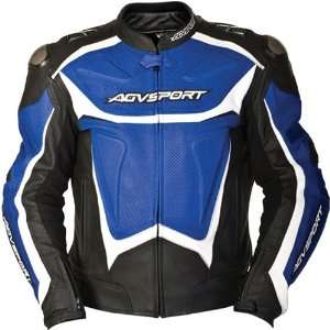   Laguna Mens Leather Street Bike Motorcycle Jacket   Blue / Size 52