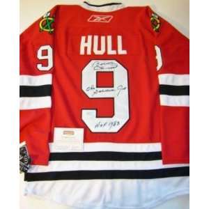 Bobby Hull Autographed Jersey   INSCRIBED RBK MM   Autographed NHL 