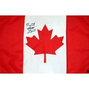  Bret Hitman Hart Signed Canadian Flag   Sports 