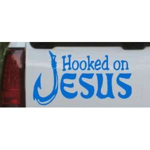 Blue 20in X 10.9in    Hooked On Jesus Christian Car Window Wall Laptop 
