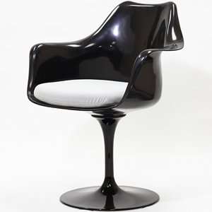  Black Eero Saarinen Style Tulip Arm Chair with White 
