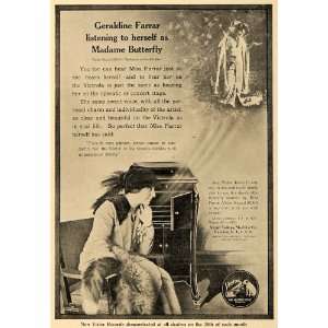  1914 Ad Victor Victrola Geraldine Farrar Sing Butterfly 