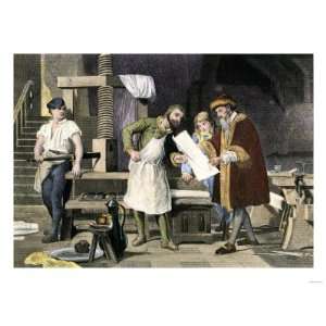 Johannes Gutenberg Examining a Proof Premium Poster Print, 12x16