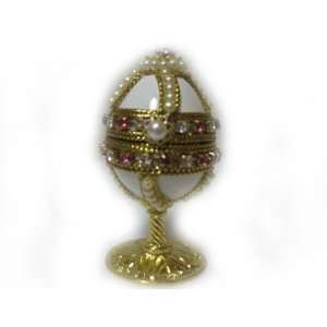 Faberge Small White Easter Egg/Jevelry Box Pearls 2 (5cm)/QVB 05 01