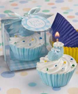 72   Blue Bootie Cupcake Candle Favors Baby Shower Favor  