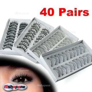 40 Pair 4 Style Long False Eyelashes Eyelash Eye Lashes  