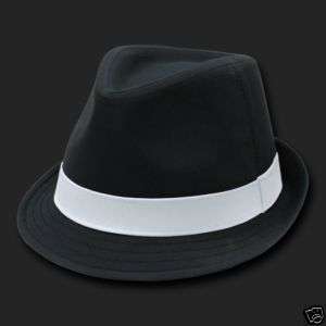 BLACK WHITE BASIC WOVEN FEDORA HAT HATS FEDORAS SZ S/M  