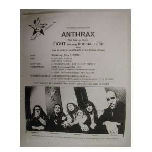  Anthrax Handbill Poster Rob Halford of Judas Priest 94 