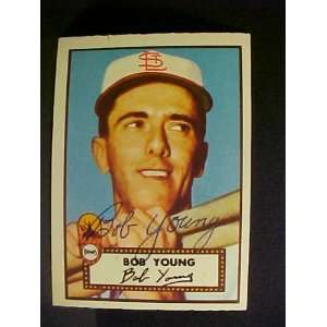 Bob Young St. Louis Browns #147 1952 Topps Reprints Signed Baseball 