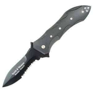  Smith & Wesson SWBGBS Border Guard Serrated Knife, Black 