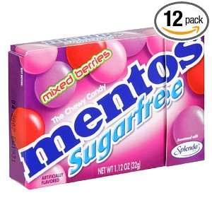 Mentos Chewy Candy, Mixed Berries, Sugar Free, 1.12 Ounce Rolls (Pack 