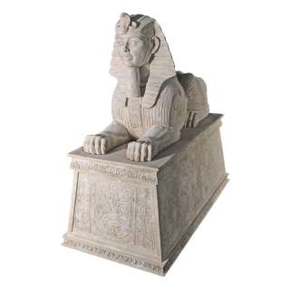 7ft Grand Stone Sphinx Statue Sculpture Atop a Egyptian Plinth  