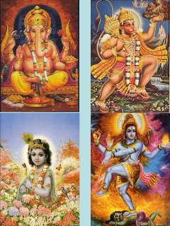 GANESHA, HANUMAN, KRISHNA, SHIVA Hindu Gods On Magnet  