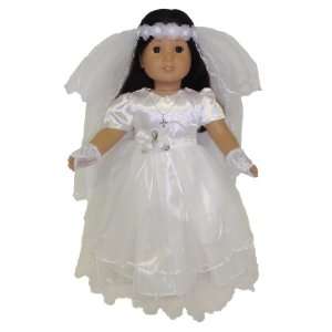  White Lace Rose and Pearl Doll Dress   Fits 18 Dolls like 