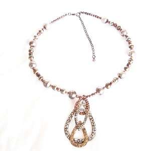   Plated Mixed Metal Hammered Necklace~Copper~Silver~Brass  