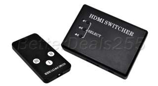 Port HDMI Switch Switcher Splitter 1080P For PS3 DVD HDTV +IR Remote 