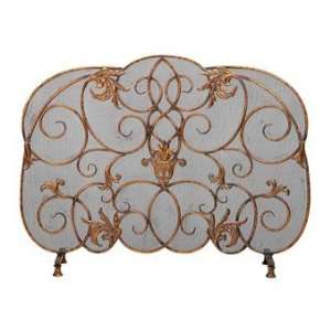  Antique Gold Single Panel Fireplace Screen