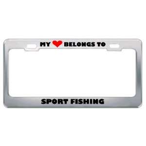 My Heart Belongs To Sport Fishing Hobby Sport Metal License Plate 