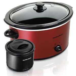    5 Quart Red Slow Cooker w/2 Cup Food Warmer