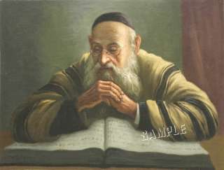 RABBI Reading TORAH Jewish JUDAICA *CANVAS* Art ~ LARGE  