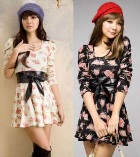 New Fashion Women Dress Flower Long Sleeve Ladies Girls Skirt #3777 