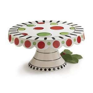  (5 1/2h X 11 D ) Red & Green Dotted Cake Plate