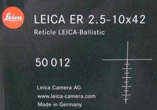 Leica ER 2.5 10x42 Riflescope 50012 Ballistic Reticle  