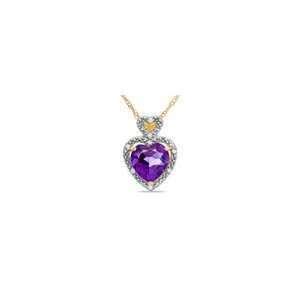 ZALES Heart Shaped Amethyst and Diamond Accent Heart Frame Pendant in 