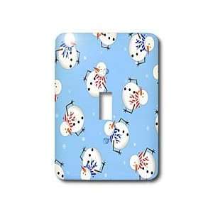   Holiday Snowman Print Light Blue   Light Switch Covers   single toggle