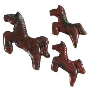   42 57mm picasso jasper carved horse pendant bead set