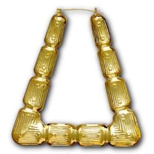Bamboo Hoop Earrings Door Knocker Gold Huge 3 Inch Gold Huge 3 Inch 