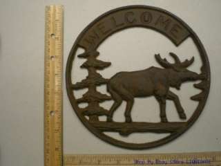 WELCOME MOOSE PLAQUE 7 3/4 cast iron LODGE HUNTING  