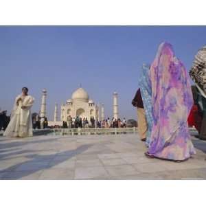  Indian Tourists at Taj Mahal, Built by the Moghul Emperor 