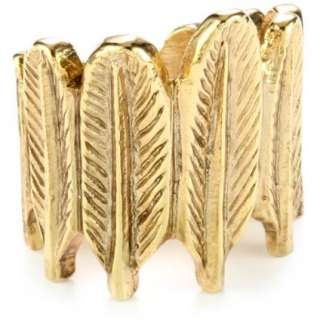 House of Harlow 1960 14k Yellow Gold Plated Feather Row Ring 