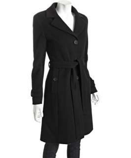 Cinzia Rocca black wool cashmere button front belted coat