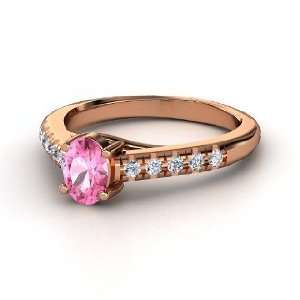   Ring, Oval Pink Sapphire 14K Rose Gold Ring with Diamond: Jewelry