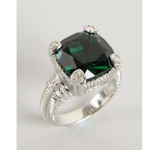 Judith Ripka green quartz and diamond Fontaine ring