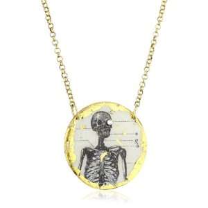    EVOCATEUR Catacombs Skull 22K Gold Leaf Pendant Necklace Jewelry