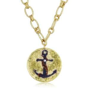    EVOCATEUR Voyages 22k Gold Leaf Pendant Necklace Jewelry