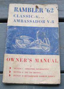 1962 62 AMERICAN MOTORS RAMBLER OWNERS OWNERS MANUAL  