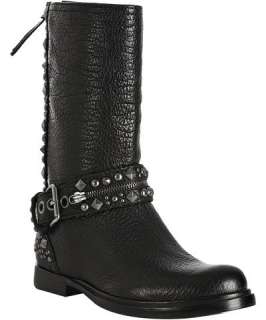 Miu Miu black leather studded detail boots