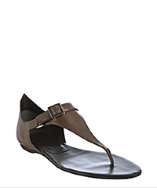 Roger Vivier brown leather t strap thong sandals style# 316321601