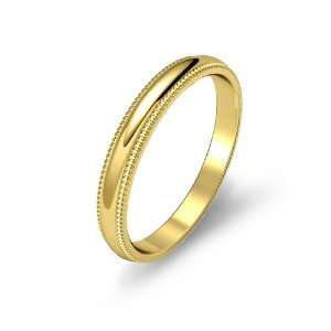   Mens Dome Milgrain Wedding Band 3mm 14k Yellow Gold Ring (8) Jewelry