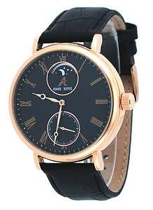   AK7118 MRG1 Mens Leather Strap Moon Phase Dual Rotor Automatic Watch