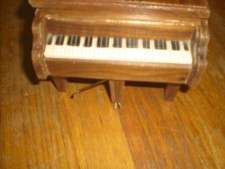 Vintage Wooden Musical Music Piano Jewelry Box Chest  