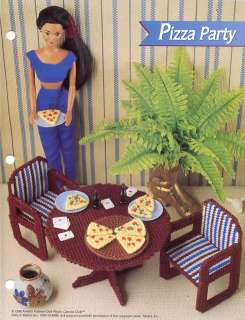 Pizza Party Table Chair Barbie Plastic Canvas Pattern  