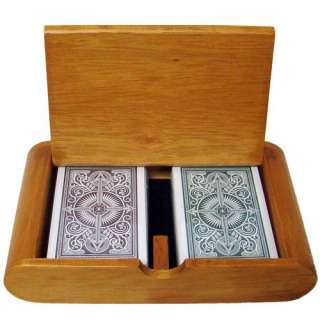 KEM Plastic Playing Cards Arrow G/B Bridge Reg Wood Box  